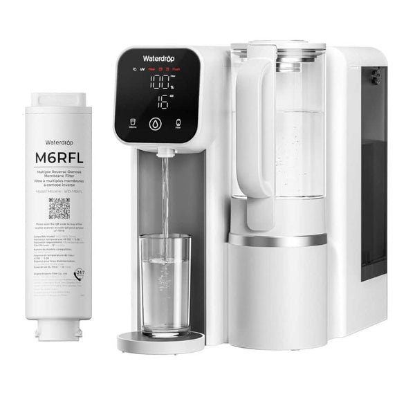 Waterdrop - M6SL Mineral Reverse Osmosis System Countertop Water Filter, 8-Stage, 3:1 Pure to Drain, EXTRA M6RFL Filter - White