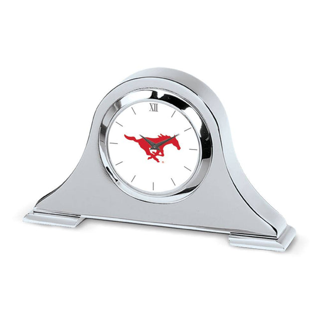Front. Jardine - SMU Mustangs Primary Team Logo Napoleon Desk Clock - Silver.