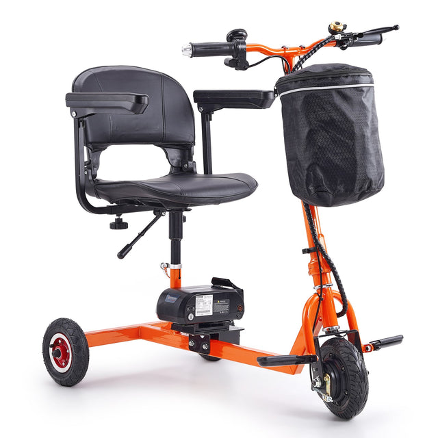 Front. VEVOR - Foldable 3 Wheel Mobility Scooter for Seniors, Portable Electric Powered Mobility Scooter with 12 Mile Long Range - Black;Orange.