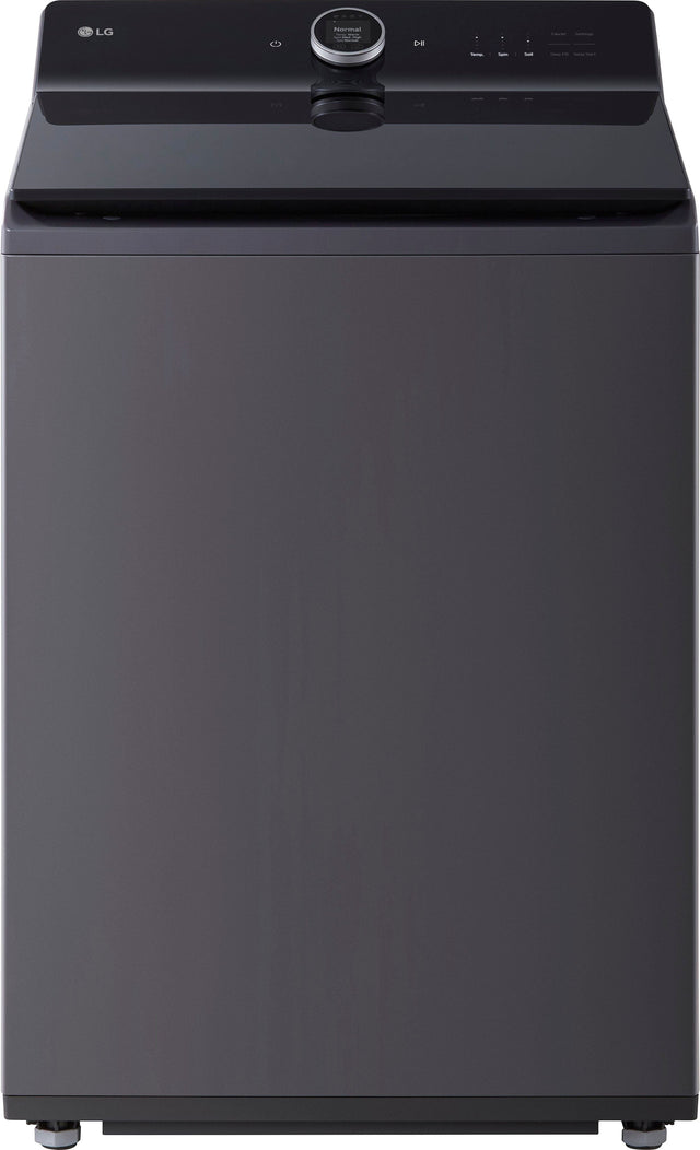 Front. LG - 5.5 Cu. Ft. High Efficiency Smart Top Load Washer with EasyUnload - Matte Black.