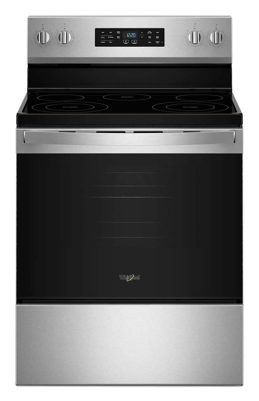 Whirlpool - 30 in. Wide 5 elements 5.3 cu. ft. Freestanding Electric Range with Air Cooking Technology and Steam Clean - Stainless Steel