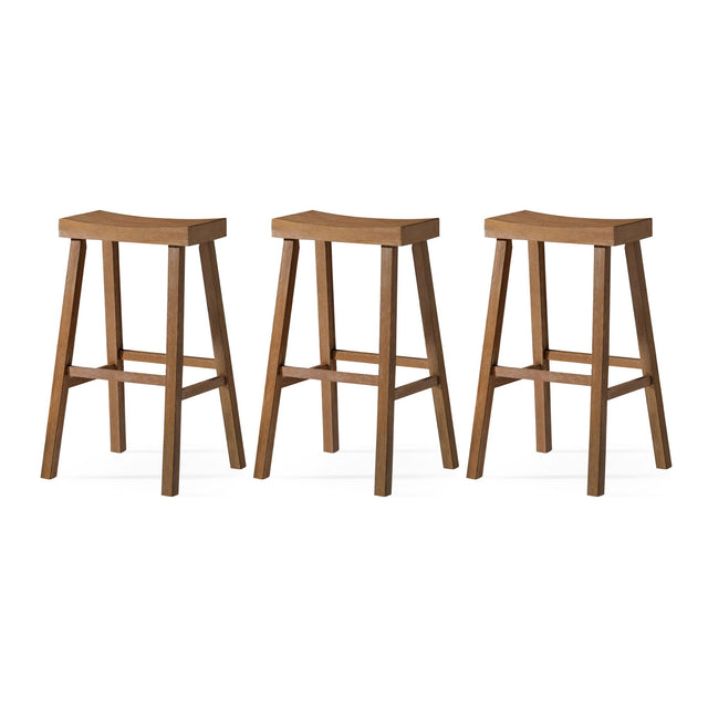 Front. Maven Lane - Maven Lane Vincent Wooden Rustic Aesthetic Kitchen Bar Stool, Set of 3 - Antiqued Natural.