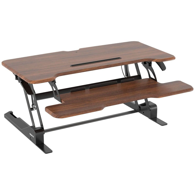 Front. Mount-It! - Height-Adjustable Standing Desk Converter with 38" Work Surface for Sit-Stand Productivity, Beige - Beige.