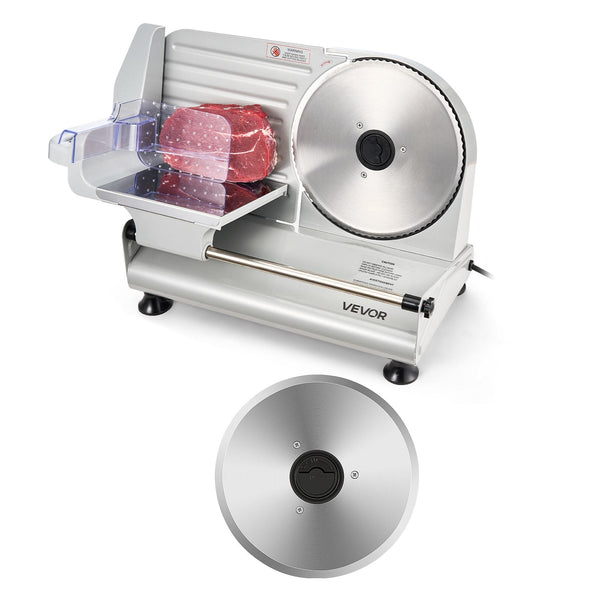 VEVOR - Meat Slicer, 8.6" Electric Deli Slicer with 2 SUS420 Blades & 0-0.6" Adjustable Thickness, Dual Security Lock - Silver