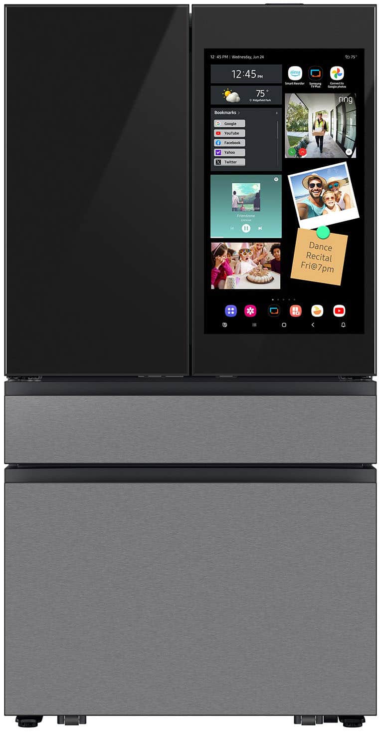Samsung - 36 in. Wide Bespoke 23 cu. ft. Counter Depth 4-Door French Door Refrigerator with AI Family Hub+ & Inner Beverage Center - Charcoal Glass & Stainless Steel