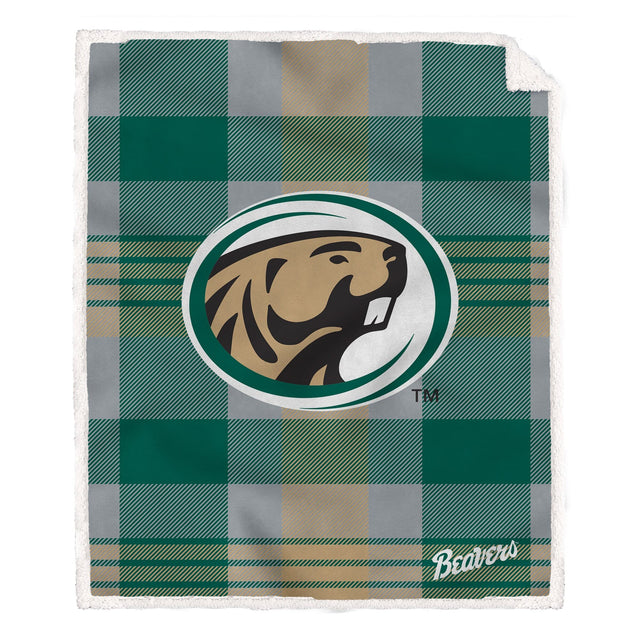 Front. Pegasus - Bemidji State Beavers 60- x 70- Plaid Steel Ultra Cozy Sherpa Blanket - Multicolor.