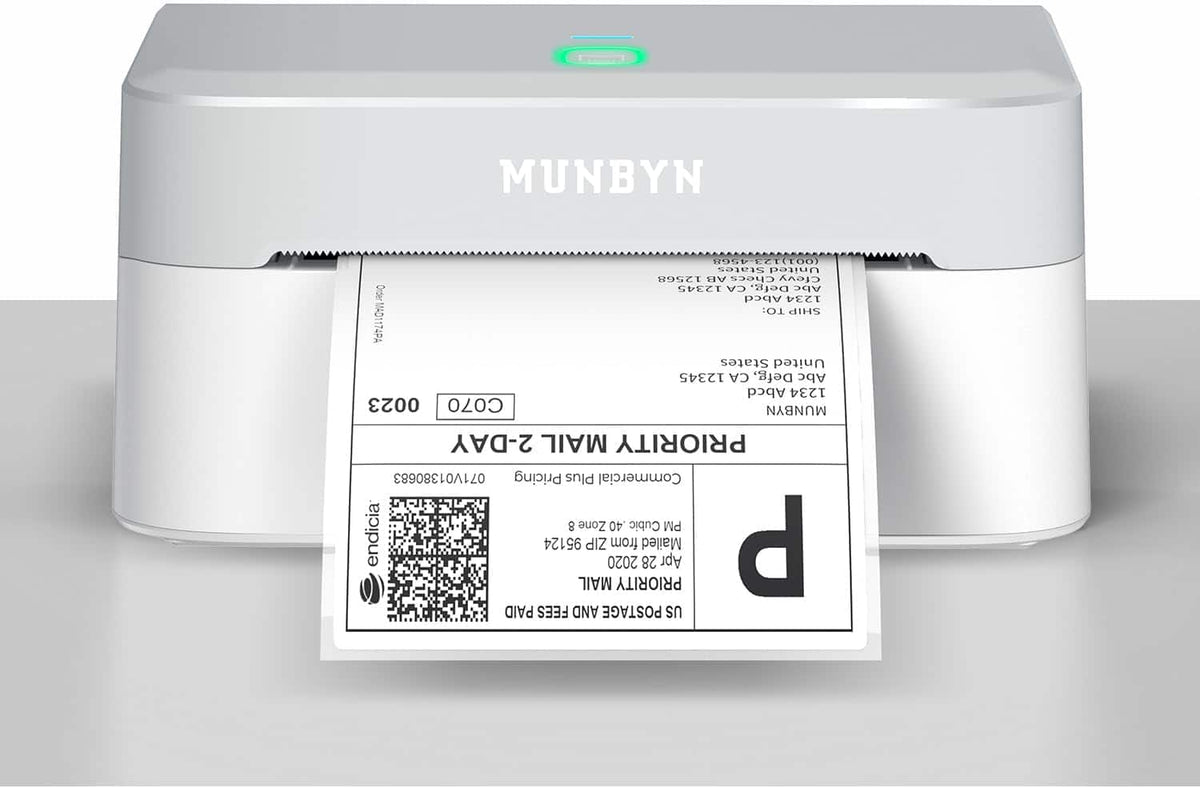 MUNBYN - Bluetooth Thermal Label Printer RW403B Wireless 4x6 Shipping Label Printer Compatible Android Windows Width 1.57"-4.25"