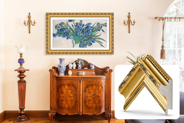 Front. Deco TV Frames - Premiere Bezel for Samsung the Frame TV - 55" - Ornate Gold.