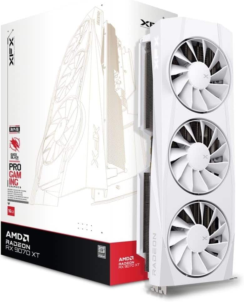 XFX - RX-97TQICKW9  Quicksilver AMD Radeon RX 9070XT White Gaming Edition with 16GB GDDR6 HDMI 3xDP, AMD RDNA 4
