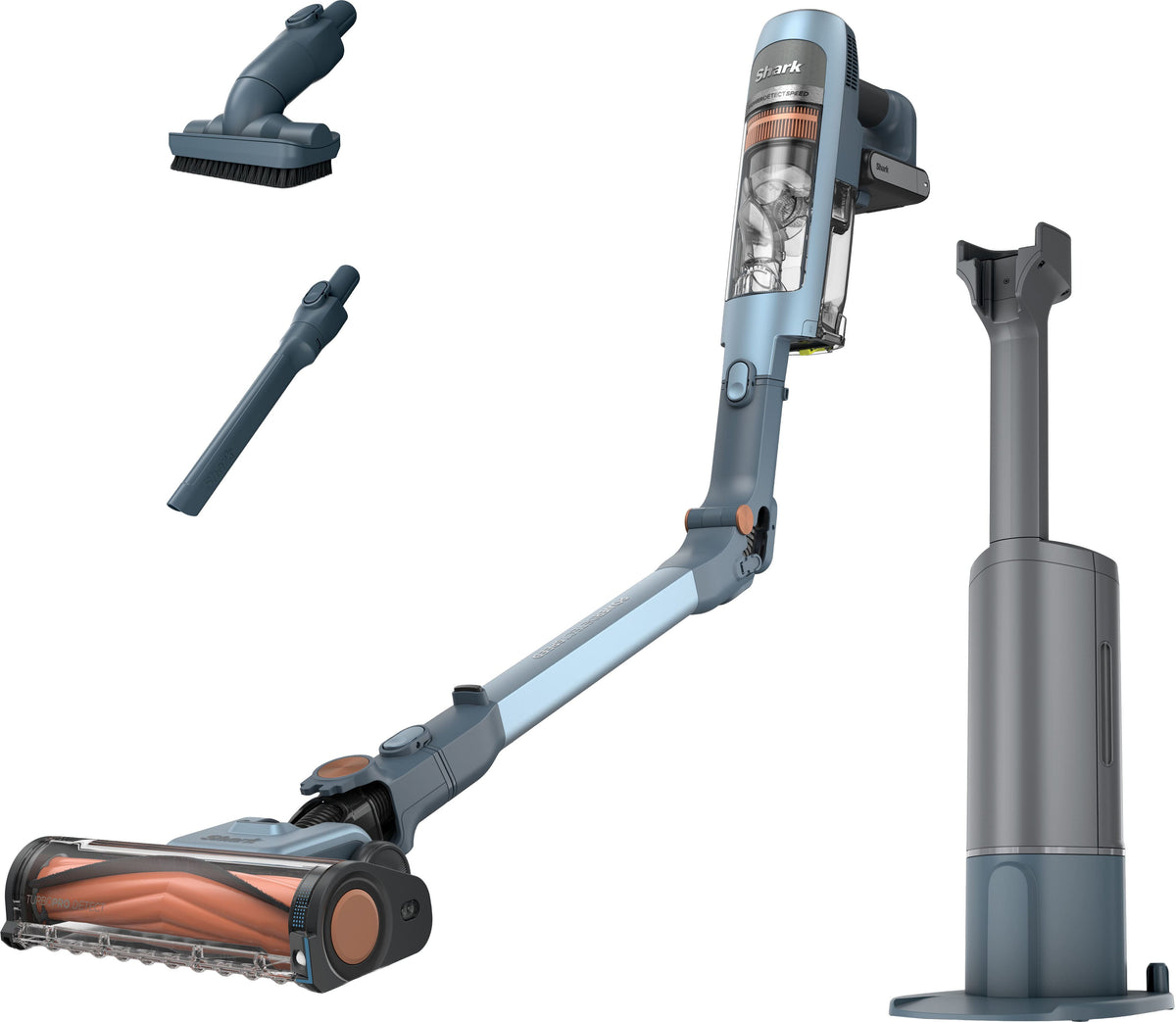 Shark - PowerDetect Speed Clean & Empty System, HEPA Filtration, MultiFlex Reach, up to 60 min Runtime - Ice Blue