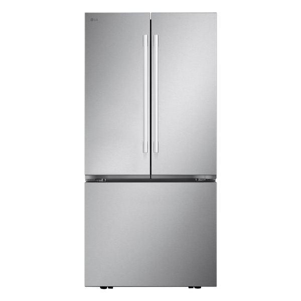 LG - 33-in Wide Standard-Depth MAX 25.1 Cu. Ft. French Door Smart Refrigerator with Glide N' Serve Drawer - Stainless Steel