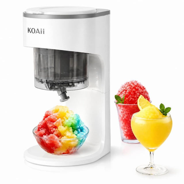 Front. koaii - Snow Cone Machine - Electric Shaved Ice Maker for Home, Parties & Kids - Makes Slushie Ice Treats - White / Gray Accent.