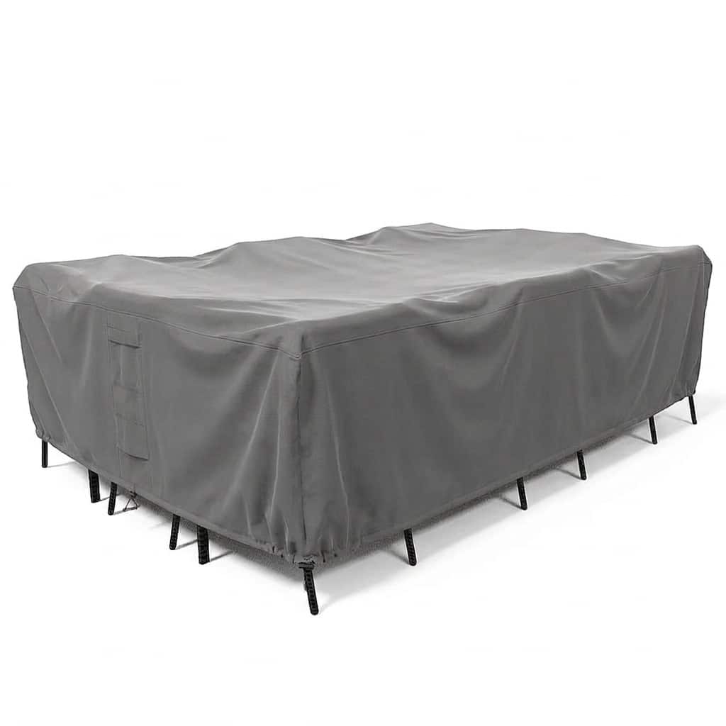 KHOMO GEAR - Heavy-Duty Outdoor Dining Set Cover, Waterproof Patio Furniture Protector, Fade & Weather Resistant - Gray