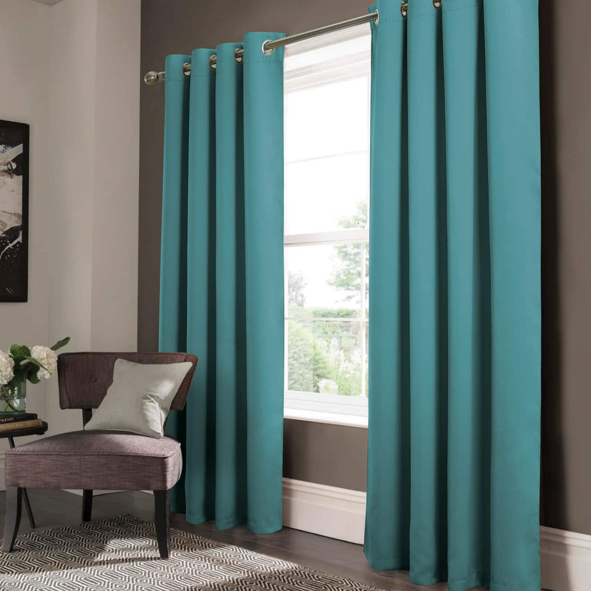 RT Designers Collection - Anchorage Blackout Grommet Curtain Panel 54" x 84" - Turquoise