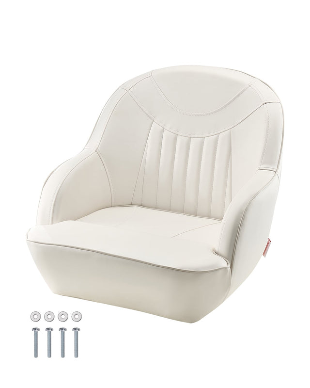 Front. VEVOR - Boat Seat, Low Backrest, Boat Seat Captain Bucket Seat with Thickened Sponge Cushion & Waterproof PVC Leather - White.