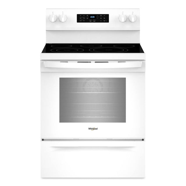 Front. Whirlpool - 30 in. Wide 5 elements 5.3 cu. ft. Freestanding Electric Range with Air Cook Technology, No Preheat Air Fry, Self Clean - White.