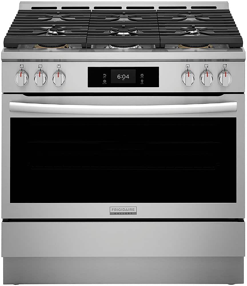 Frigidaire - Gallery 36 in. Wide 6 burners 4.6 Cu. Ft Freestanding Gas Total Convection Range with Air Fry - Stainless Steel