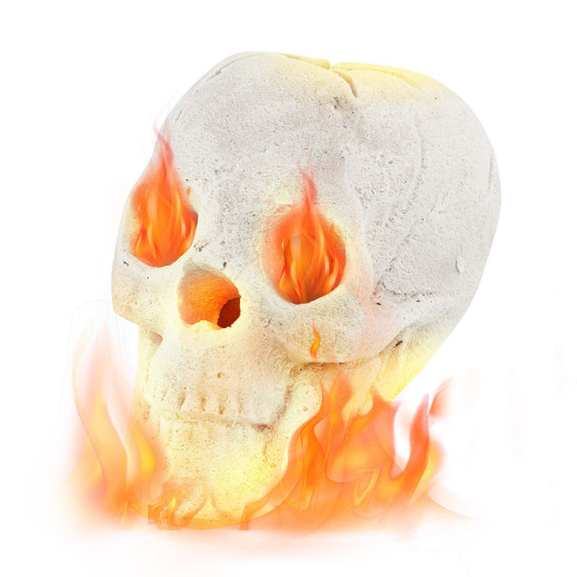 Front. Costway - Costway Ceramic Fireproof Fire Pit Skull, Reusable Imitated Human Skull for Gas - Beige.