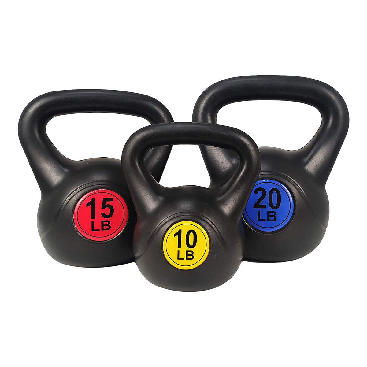 BalanceFrom Fitness - BalanceFrom Kettlebell Fitness Exercise Weights, Set of 3, 10, 15, and 20 Pounds - Black