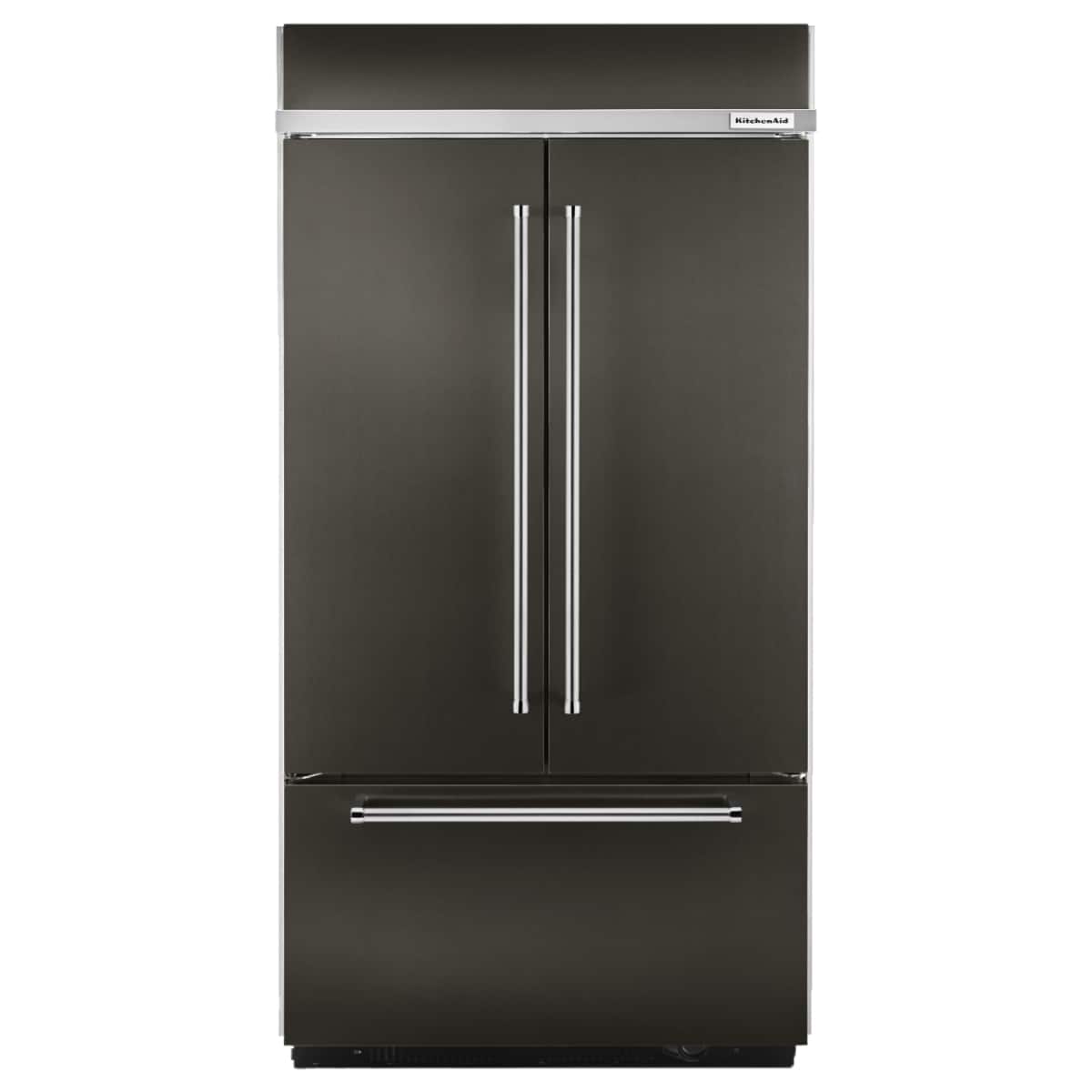 KitchenAid - 24 in. Wide 24.2 cu. ft. Built-In Stainless French Door Refrigerator with Platinum Interior Design - Black Stainless Steel