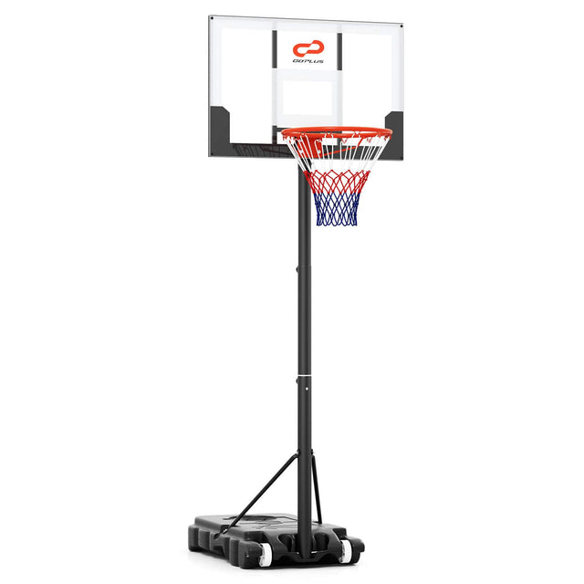 Front. Costway - Goplus Kids Basketball Hoop Outdoor 3.3-7 FT with Shatterproof PC Backboard Fillable Base - Black & White.