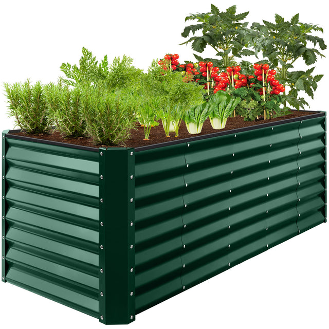 Front. Best Choice Products - Best Choice Products 8x2x2FT Large Outdoor Planting Box for Backyard Vegetables, Herbs, Flowers, Greenery - Dark Green - Dark Green.
