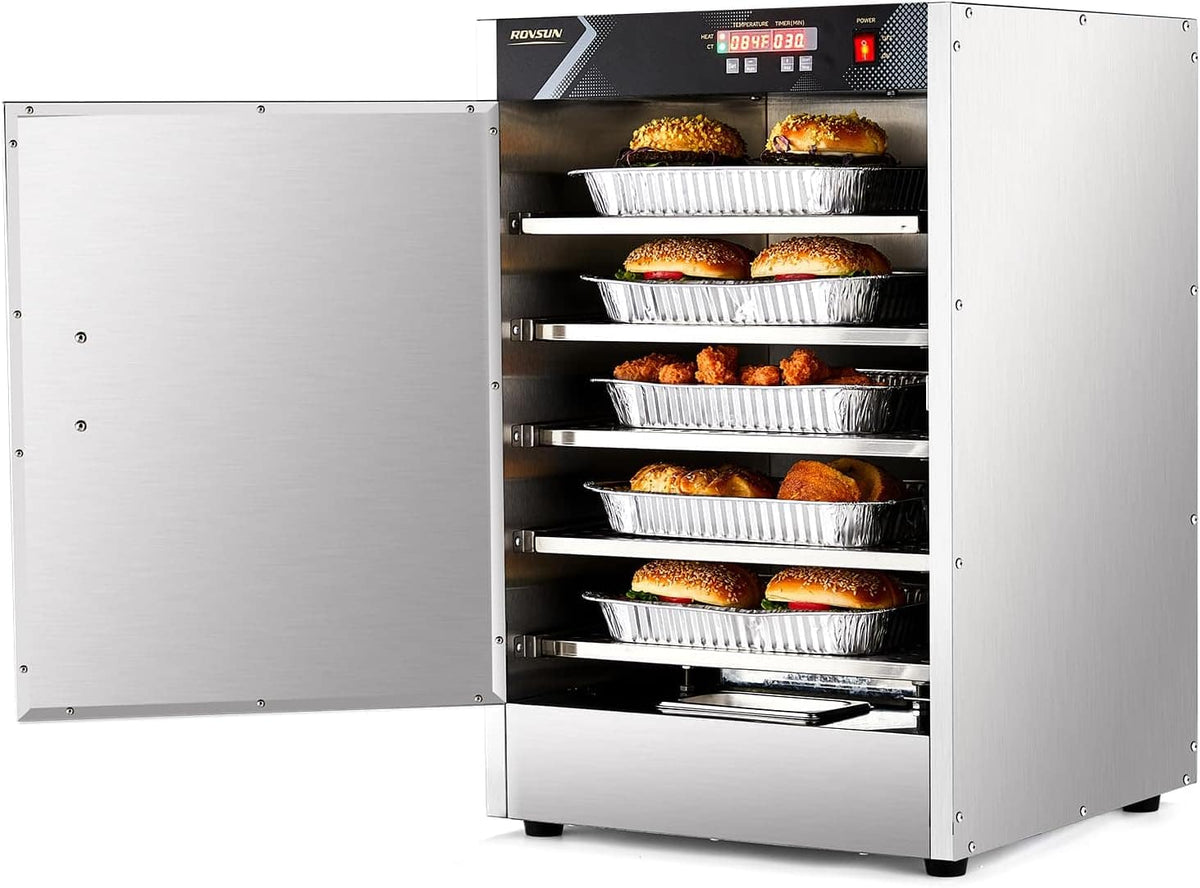 Winado - 800W 120V 5-Tier Commercial Food Warmer, Hot Box Food Warmer Pizza Warmer Hot Holding Cabinet Electric Countertop - Silver