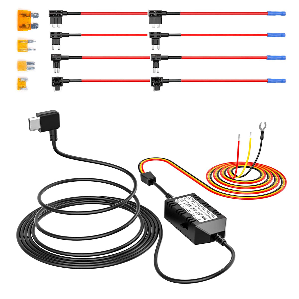 VIOFO - HK4 Hardwire Kit with 8pcs Full Set Circuit Fuse Tap, Type-C Port, for A329 series/A229 series/A119 Mini2/A119M Pro - Black