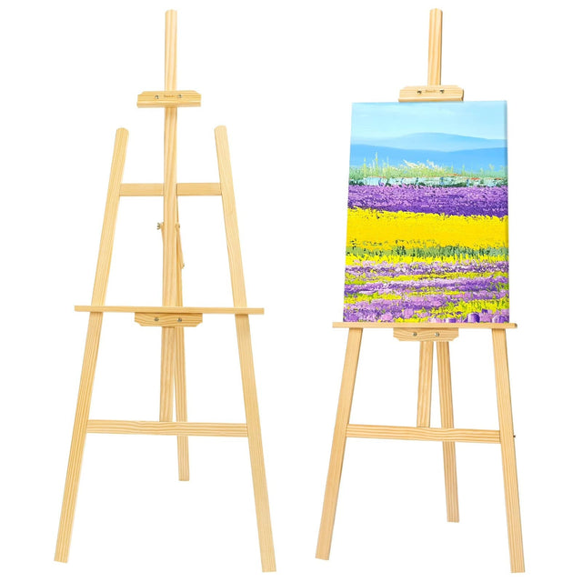 Front. VUSIGN - Wooden Easel Stand 45" Adjustable Height Folding Art Easel for Painting.