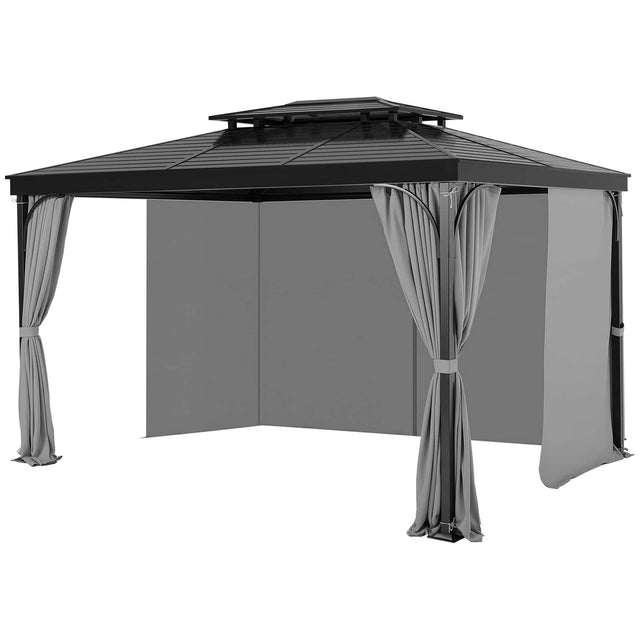 Front. VEVOR - Gazebo Curtains Outdoor, 12' x 10' x 6.7' Gazebos, 4-Panel Sidewall Gazebo Privacy Curtains with Zippers,Outdoor Curtain - Gray.