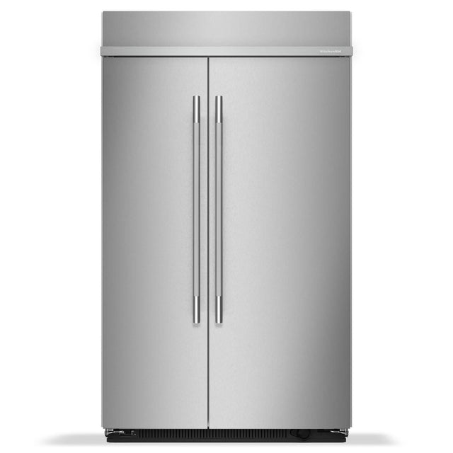Front. KitchenAid - 48 in. Wide 30 cu. ft. Built-In Side-by-Side Refrigerator with Platinum Interior - Stainless Steel with PrintShield Finish.