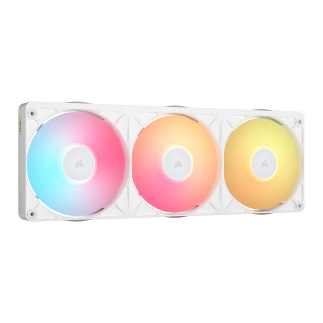 Front. CORSAIR - iCUE LINK RX360 II Unified Frame RGB PWM Fans with iCUE LINK System Hub - White - White.