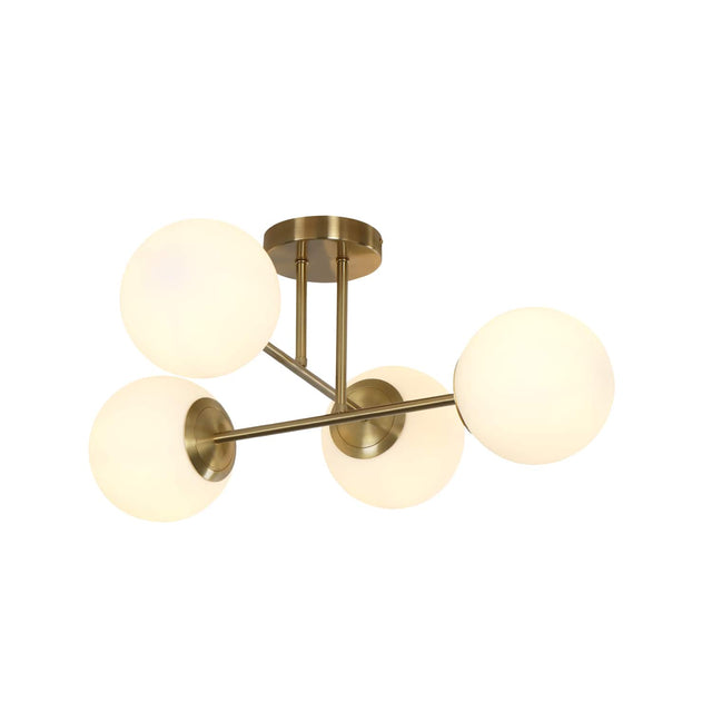 Front. Umeiluce - Modern 4-Light 22.4 Inches Semi-Flush Mount Glass Globes E12 - Brass.