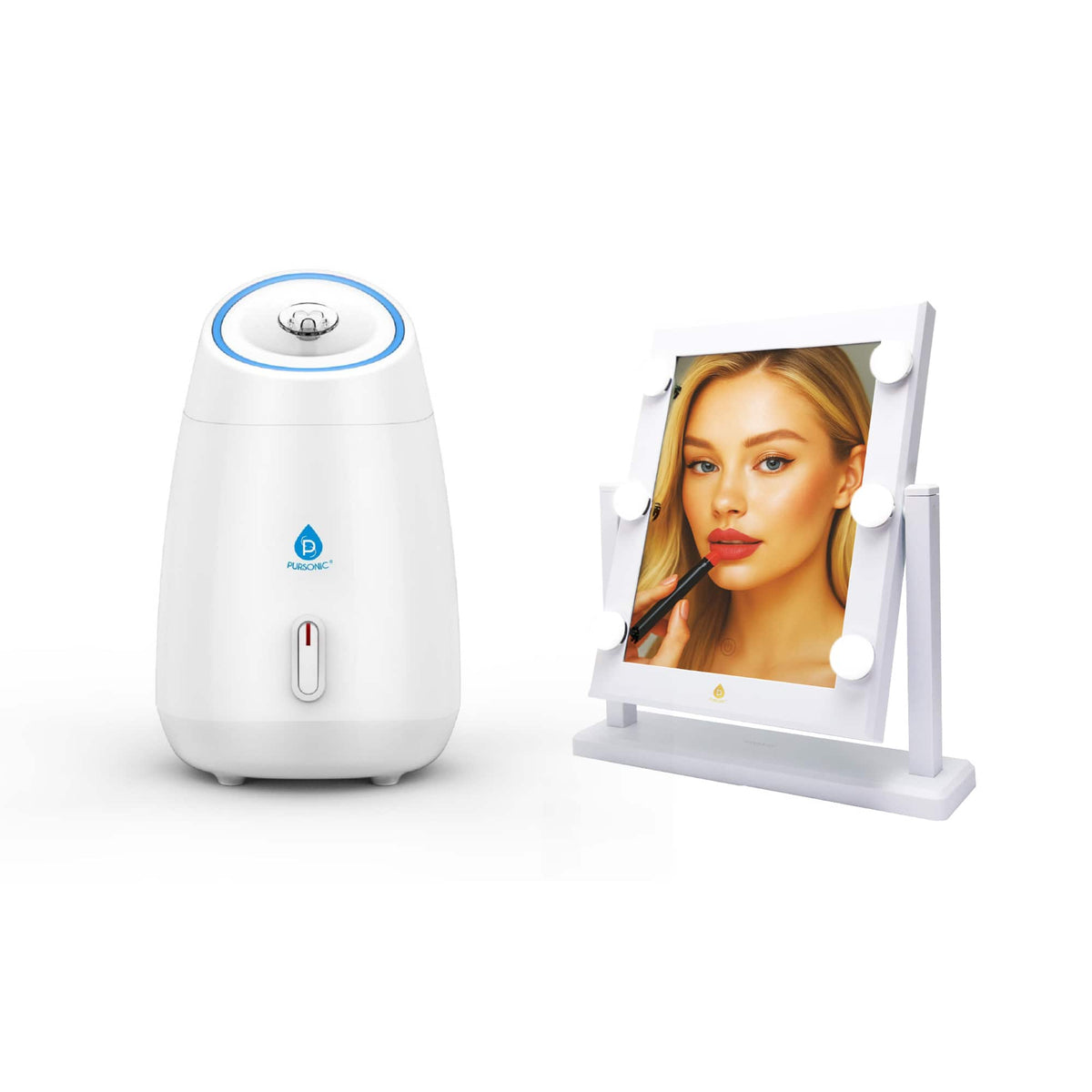 Pursonic - 14" LED Vanity Mirror & Facial Steamer Duo