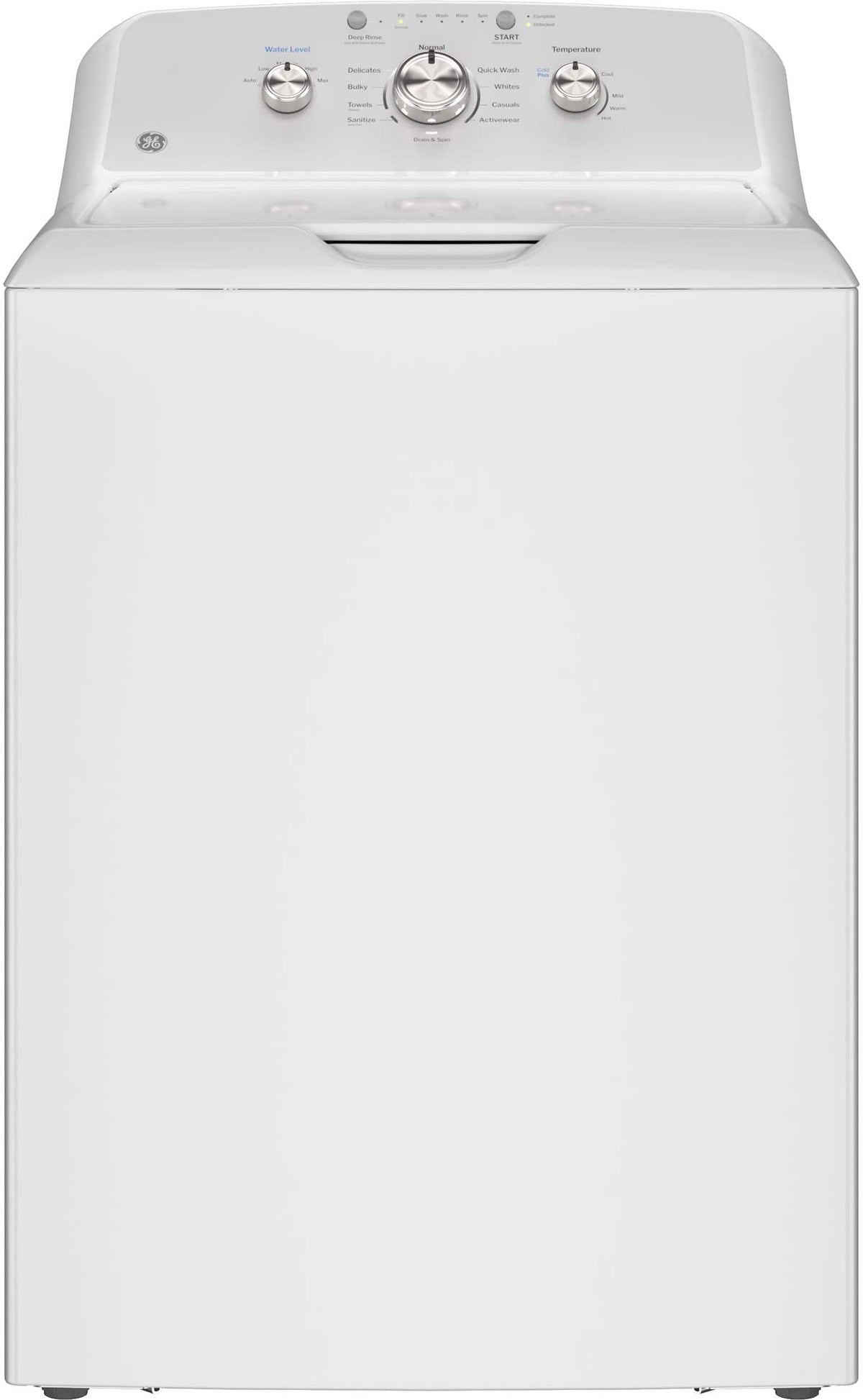 GE - 4.3 Cu. Ft. High-Efficiency Top Load Washer with Cold Plus - White with Silver Matte