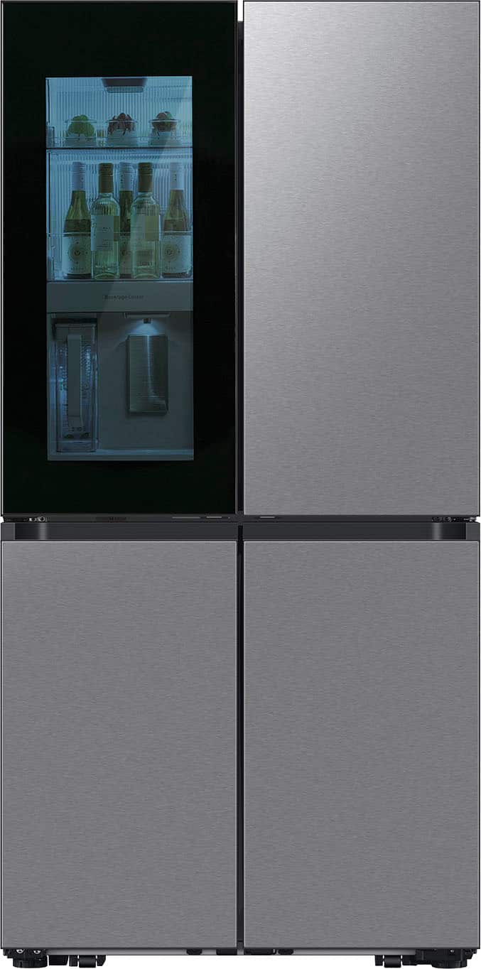 Samsung - 36 in. Wide Bespoke 23 Cu. Ft. 4-Door Flex French Door Counter Depth Refrigerator with Auto Open Door - Stainless Steel
