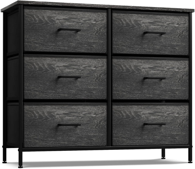 Front. Sorbus - Sorbus Dresser with 6 Drawers, Furniture Storage Tower Unit for Bedroom, Hallway, Closet Wood Top Fabric Drawers Chest - Rustic Black.
