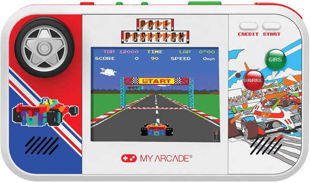 POLE CREDIT START TOP 12000 TIME LAP 0"00 SCORE 0 90 SPEED 0mph GAS START BRAKE MY ARCADE