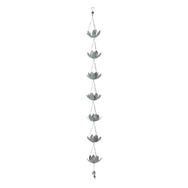 Front. Zeckos - 70 Inch Galvanized Metal Flower Rain Chain Gutter Home Decor Downspout Accent - Silver.