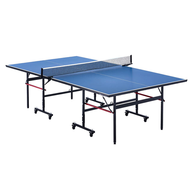 Front. VEVOR - Ping Pong Table, Professional Table Tennis Game, Indoor MDF Portable Table Tennis Table, Foldable Ping Pong Table - Blue.
