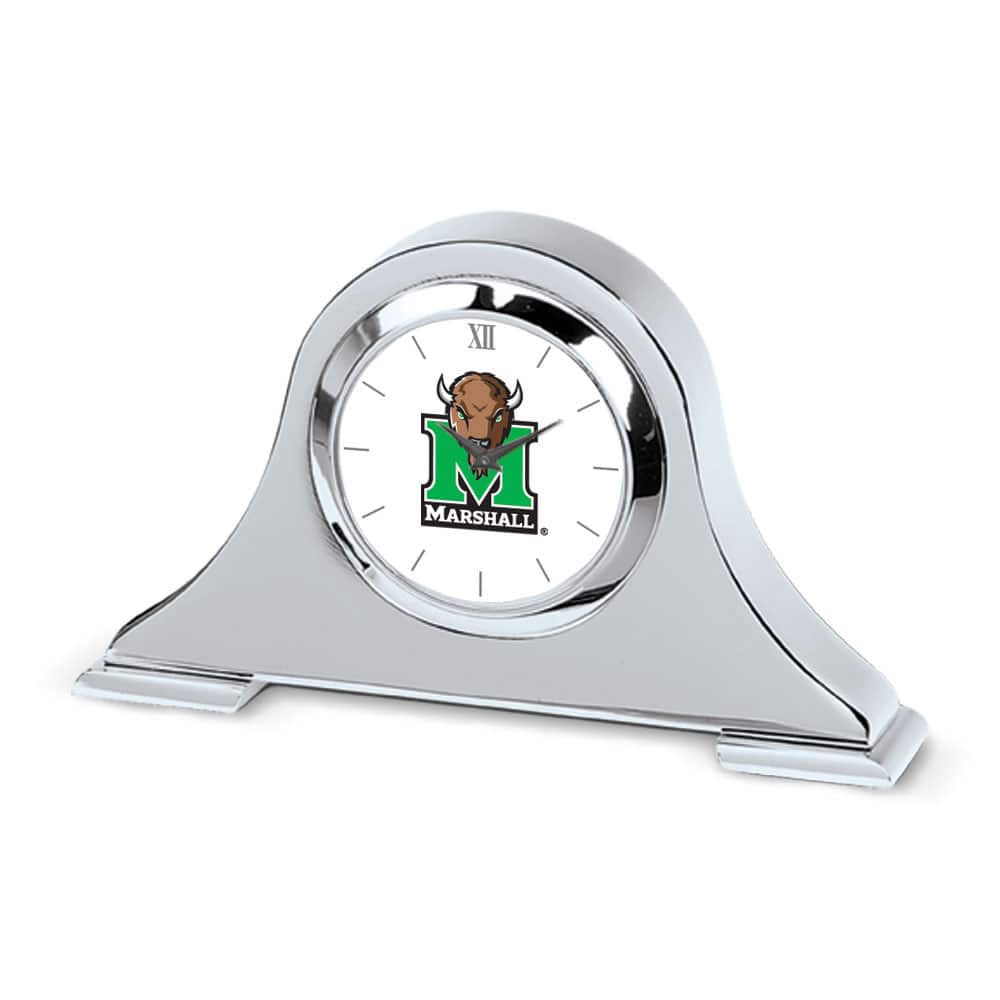 Jardine - Marshall Thundering Herd Primary Team Logo Napoleon Desk Clock - Silver