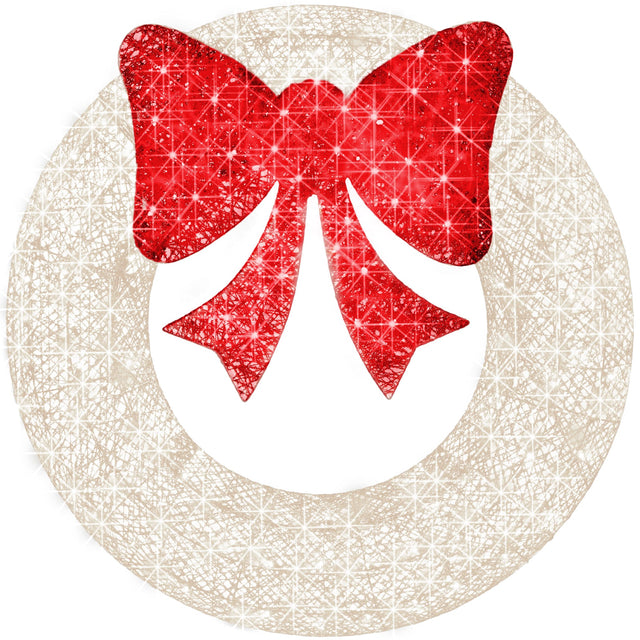 Front. Best Choice Products - Best Choice Products 60in Pre-Lit Outdoor Christmas Wreath, LED Metal Holiday Decor w/ 206 Lights, Bow - White/Red - White/Red.