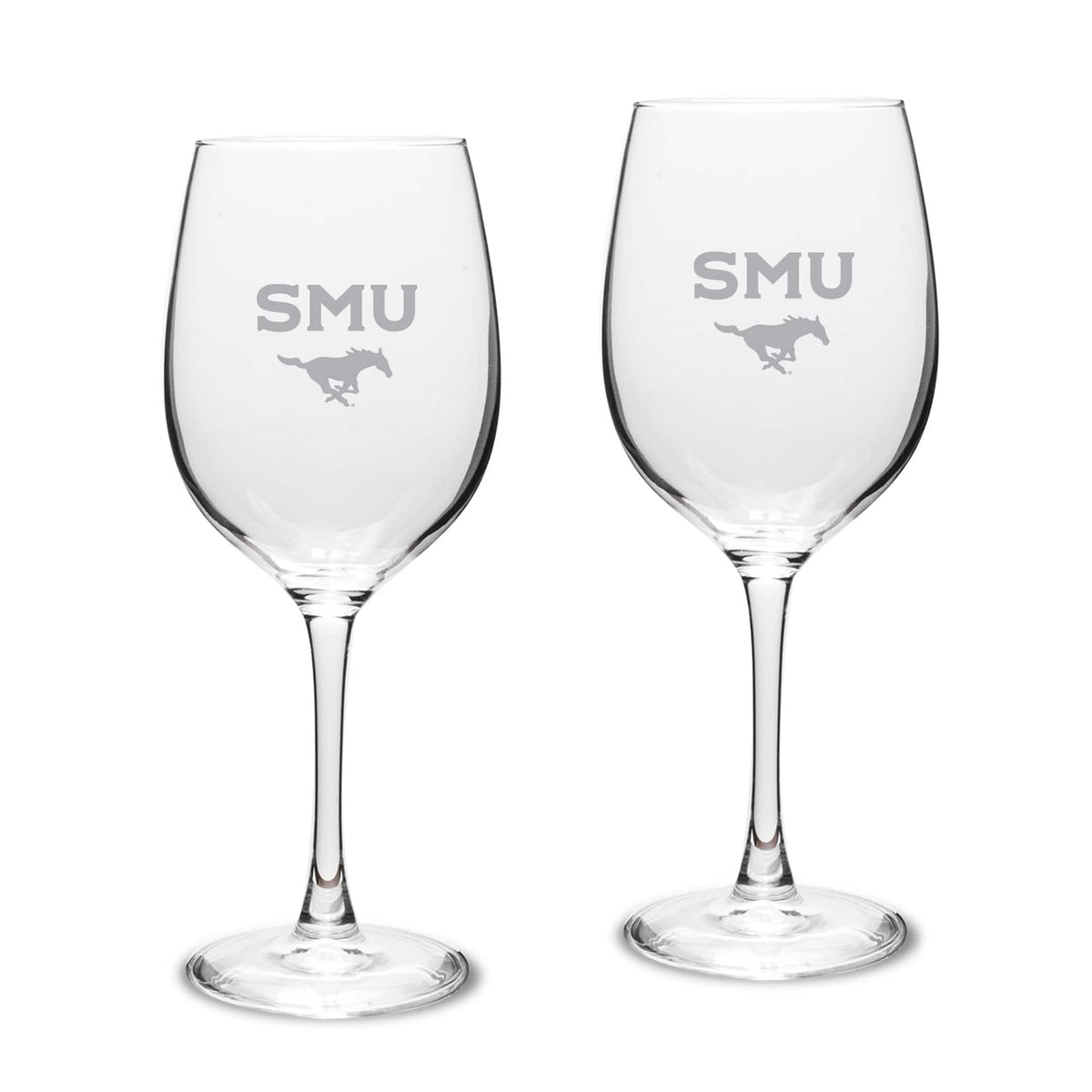 Jardine - SMU Mustangs 16oz. 2-Piece Traditional White Wine Glass Set - Multicolor