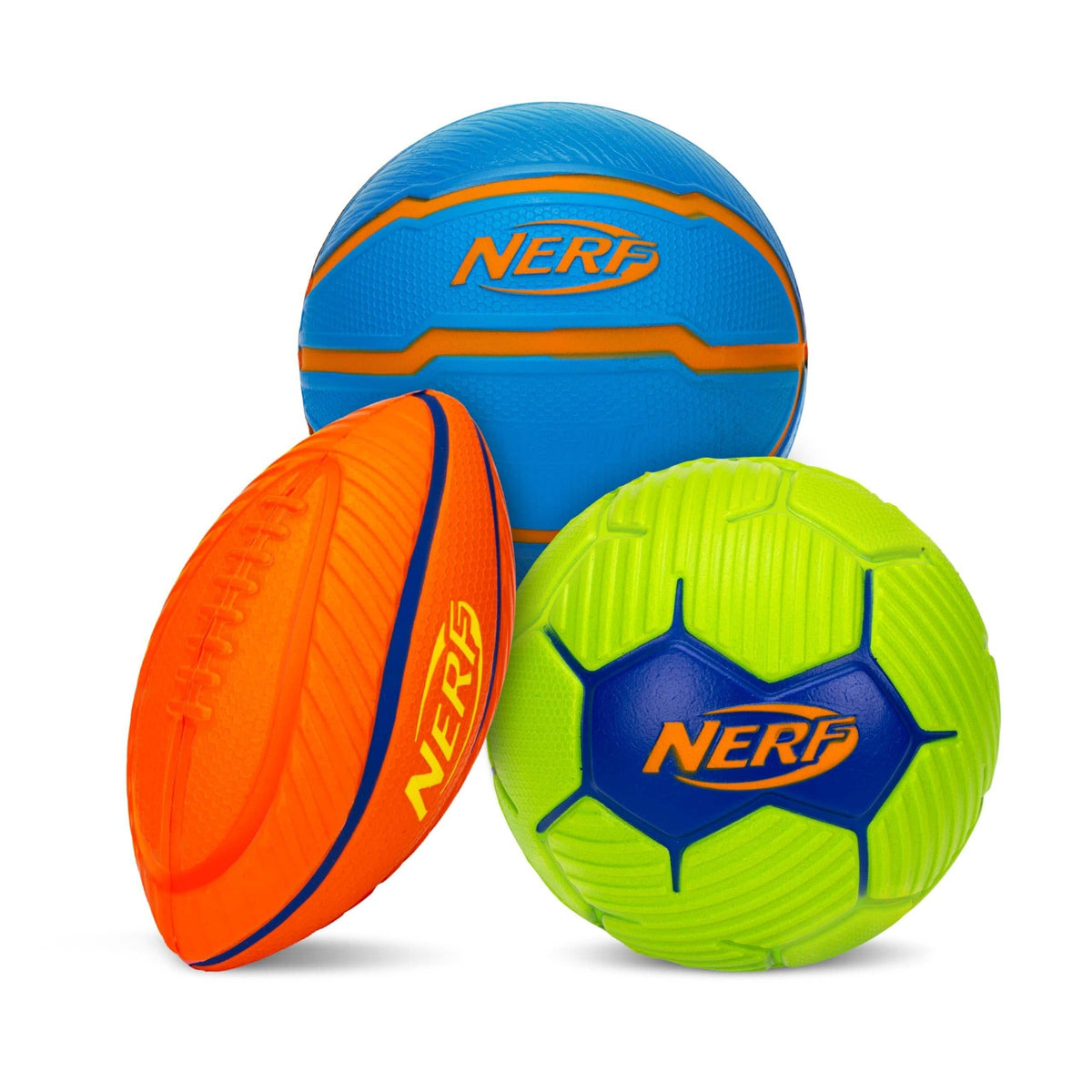 Nerf - Micro Foam Sports Ball 3-Pack — Mini Stress Relief Football, Soccer Ball & Basketball Set for Kids - Multicolour