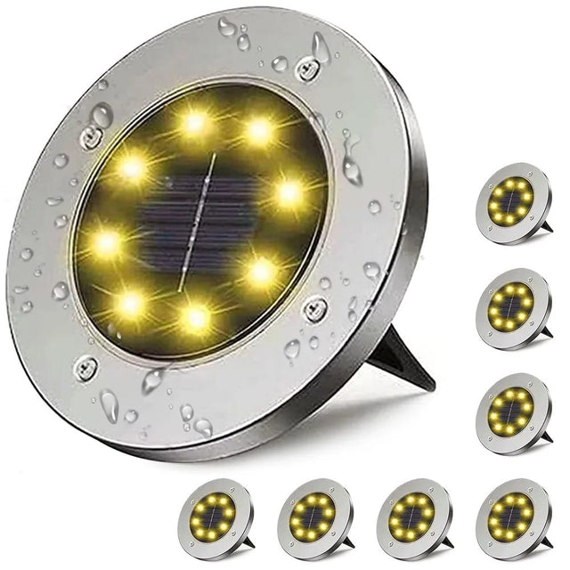Front. COWIN - Solar Ground Lights 8 Pack Solar Garden Lights Outdoor Landscape Lights for Pathway Yard Lawn.