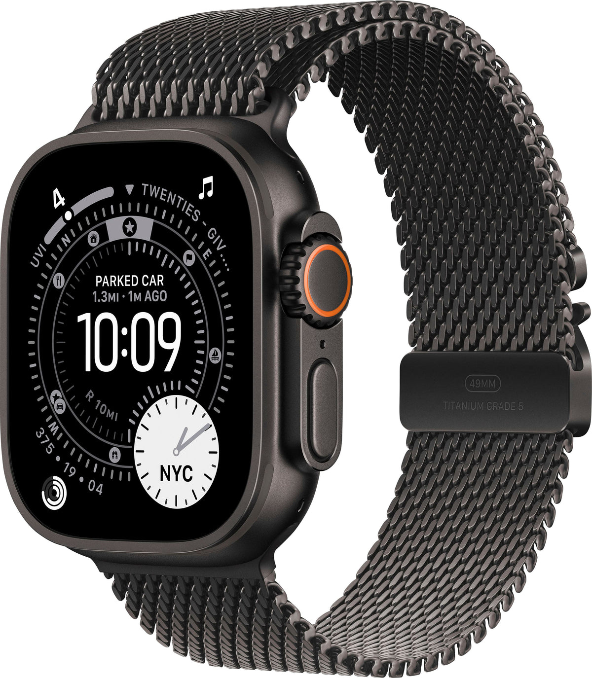 Apple Watch Ultra 3 (GPS+Cellular) 49mm Titanium Case with Titanium Milanese Loop - Medium - Black - (2025)