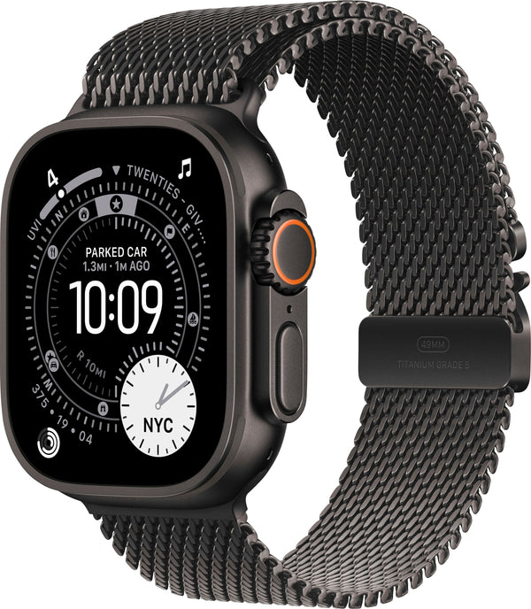 Apple Watch Ultra 3 (GPS+Cellular) 49mm Titanium Case with Titanium Milanese Loop - Medium - Black - (2025)