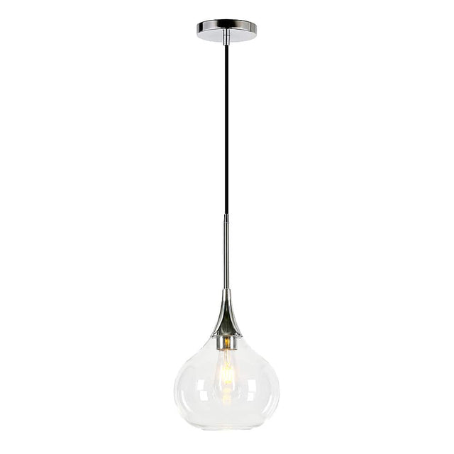 Front. Hudson&Canal - Ida Clear Glass Pendant - Polished Nickel.