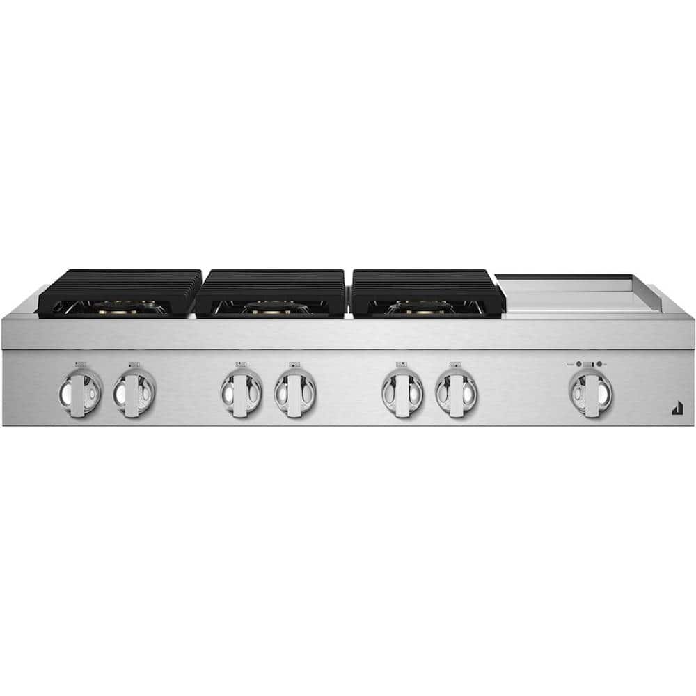 JennAir - 48 in. Wide 6 Burner NOIR Built-In Gas Cooktop with Griddle - Stainless Steel