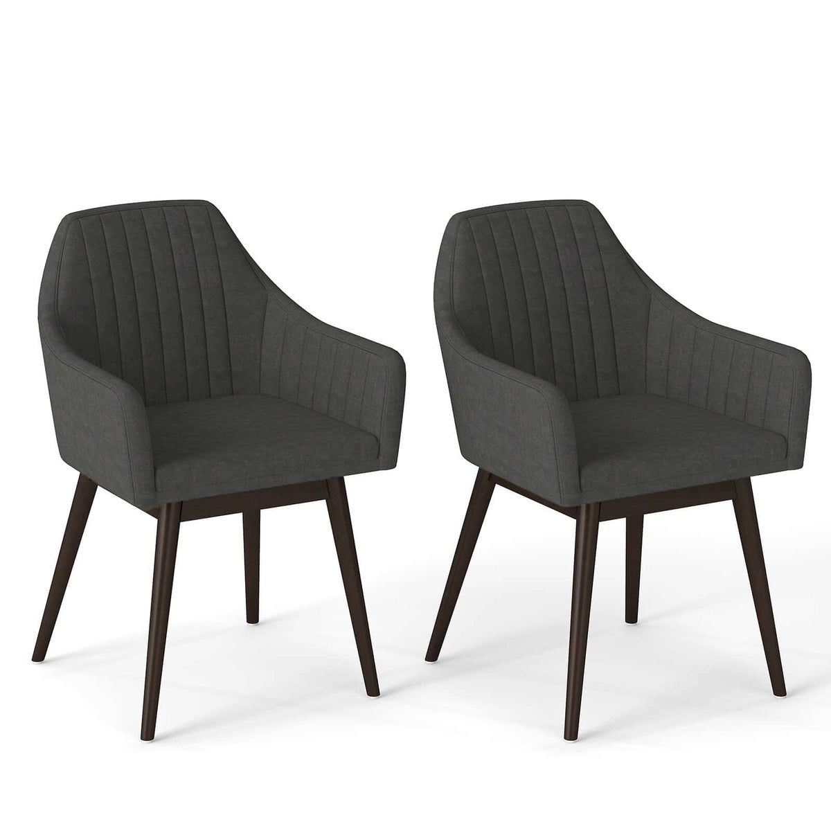 Costway - Dining Chairs Set of 2 Upholstered Accent Chairs with Comfy Padded Backrest - Dark Gray